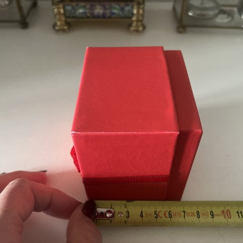 🔴 STROILI jewelry box ring earrings pendant charms with red ribbon 