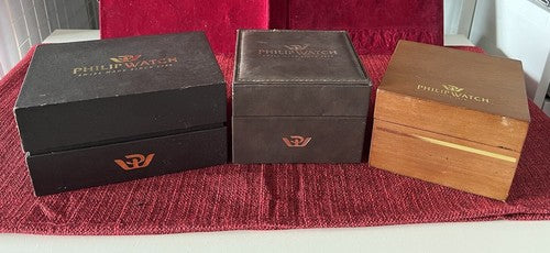 🔴 PHILIP WATCH watch boxes cases set of 3 CASES with cushions