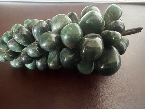 Cluster Uva Jade Vert Authentique Sculpture Taille Naturel 16x8,5 Vintage