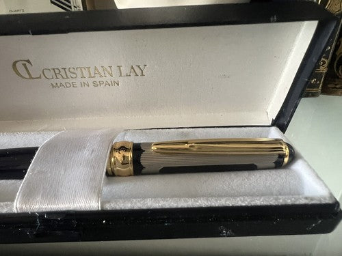 🔴 CRISTIAN LAY penna stilografica spagnola blu iridium point profili laminati