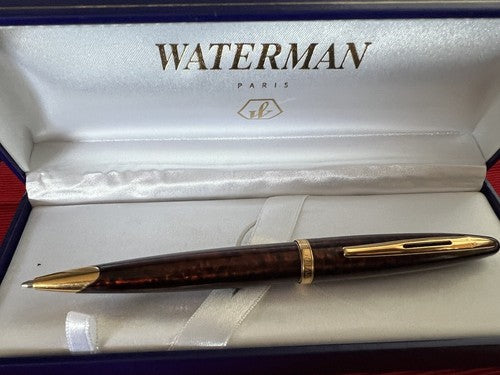 🔴 WATERMAN penna sfera Carene Deluxe lacca marmorizzata profili dorati