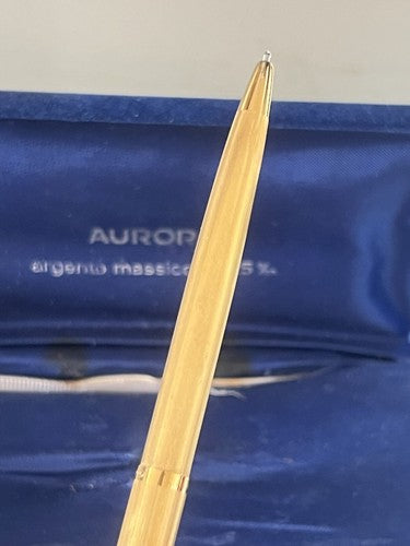 Aurora Stylo-Plume Sphère Argent Massif 925 Plaqué Or 9 KT Écrit 