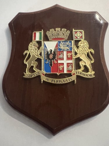 Crest Carabinieri A Cheval Bouclier Bois Poli Avec Métal Vernis Hauteur 13 