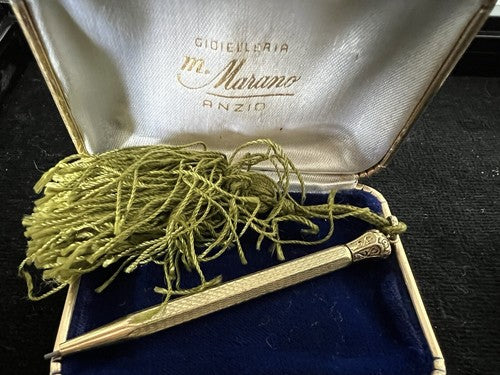 Lápiz Mecánico Laminado Oro 18 K Colgante Miniatura Chatelaine Antigua A