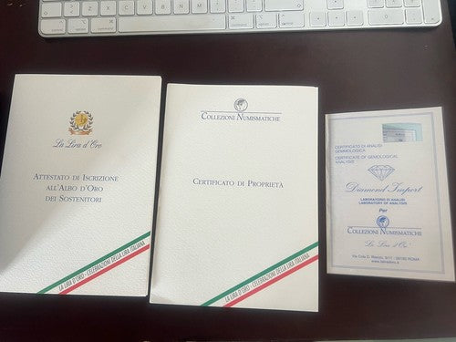 🔴 LA LIRA D'ORO scatola moneta con diamante astuccio custodia GARANZIA