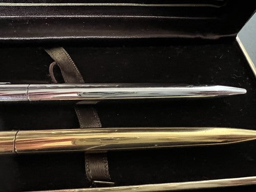 Omas Pen Sphere Chrome + Pen Gold Metal Scrivono Italian Vintage