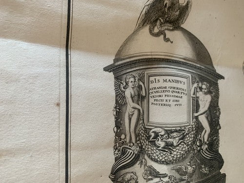 🔴 BOISSARD painting engraving tomb urn burial noble couple 