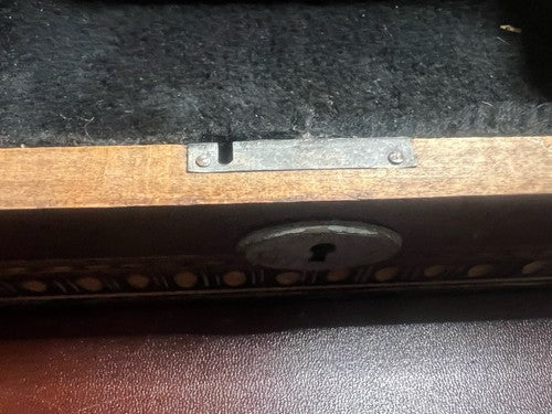 Boite Bois Marqueterie Coffret Avec Serrure 19x11,5 Hauteur 6 CM Vintage