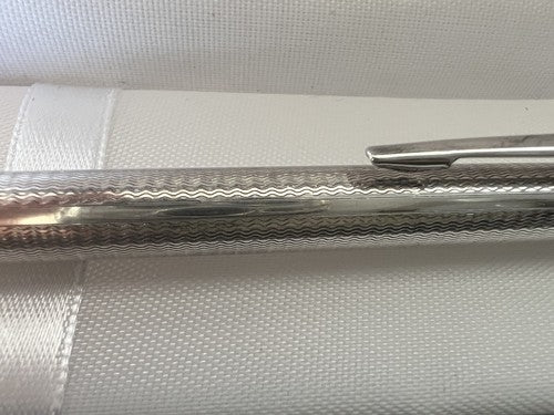Stylo-Plume Sphère Argent Massif 925 Ciselé Bas-Relief Guillocchè 14 