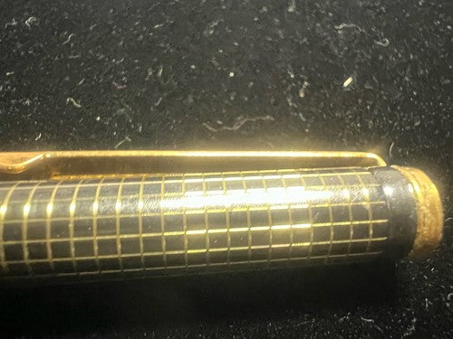 Goldring Stylo-Plume Sphère Laque Carreaux Profils Or Écrit Allemagne Vintage