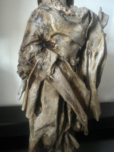 🔴 Statua scultura CARTAPESTA firmata CECILIA POLITO dama Firenze 11x11 h 42 cm