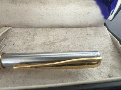 Aurora Stylo-Plume Sphère Magellano Chrome Profils Doré Publicité Boîte A 