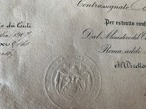 🔴 VITTORIO EMANUELE III, Titel FINANZRECHNER, Dekret des RECHNUNGSPRÜFERGERICHTS 1907 