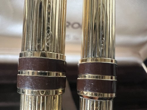 Aurora Stylo-Plume Stylo à Plume Argent 925 Marco Polo Plaqué Or M Et Sphère 