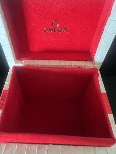🔴 OMEGA box scatola orologio polso astuccio cofanetto con nastro rosso