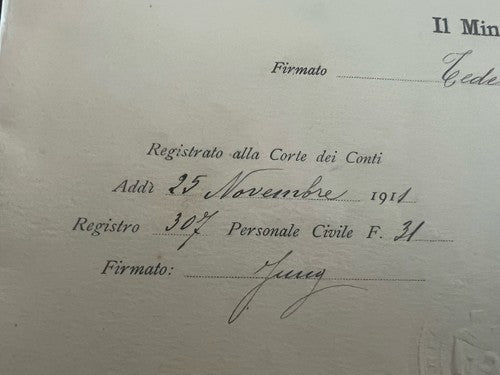 Ministre Du Trésor Conferimento Affectation De Comptable Finance Regno 1911