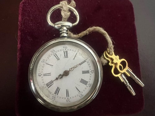 🔴 BEAOCURT pocket watch manual key curved vintage 4.4 cm 