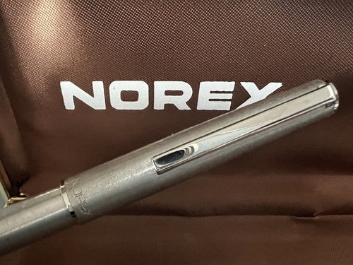 🔴 NOREX penna stilografica cromata satinata cartuccia scrive vintage