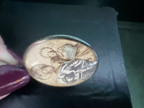 🔴 Ciondolo MADONNA CON BAMBINO santini ARGENTO 800 olografia su carta vintage