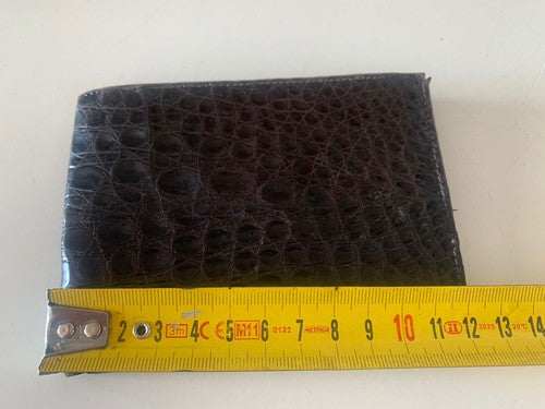 🔴 PORTAFOGLIO ARTIGIANALE uomo vera pelle COCCODRILLO, vintage