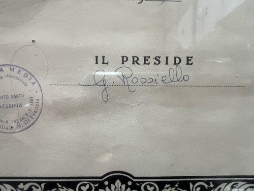 🔴 DIPLOMA scuola media con francobollo timbri e voti 5 OTTOBRE 1959