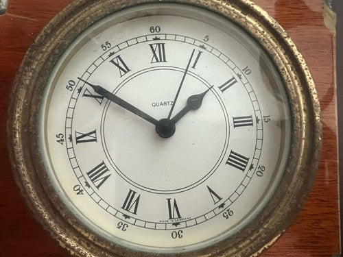 Horloge Murale Mur Bateau Métal Base Bois Nautique Hublot Quartz Vintage