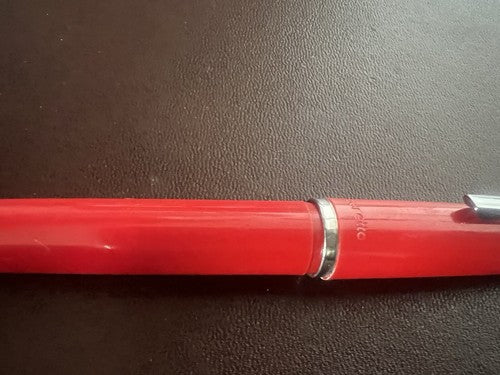 🔴 AURETTA penna stilografica By Aurora rossa e cartucce vintage 1970