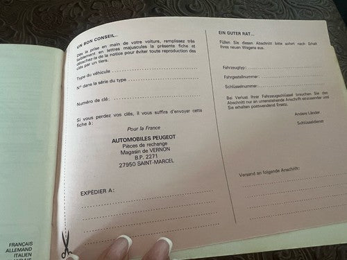 🔴 Originale Vintage-Bedienungsanleitung für den PEUGEOT 205 von International 