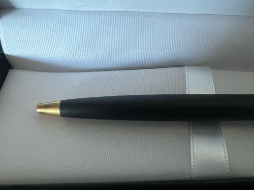 🔴 GOLDRING penna sfera lacca nera opaca profili dorati scrive prodotta Germania