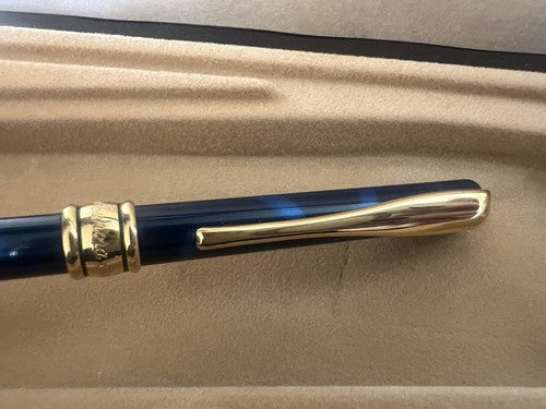 Aurora Stylo-Plume Sphère Magellano Laque Bleu Marbré Profils Doré Vintage I