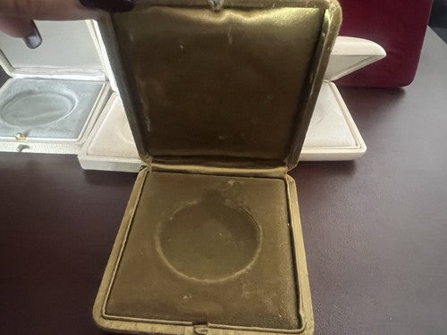 🔴 VATICANO scatole monete medaglie pelle stemma papi astucci custodie 4 PZ