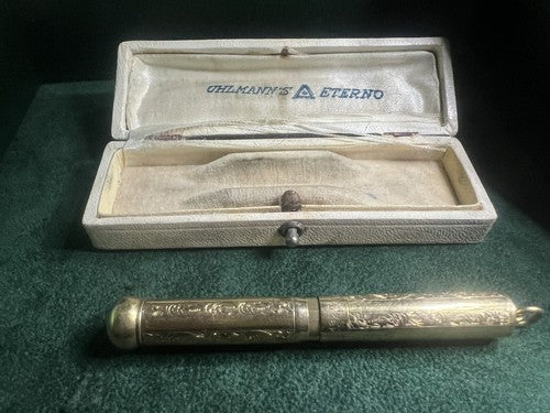 UHLMANN'S Eternal Crayon Rétractable Aminata Or Pendentif Chatelaine Antique