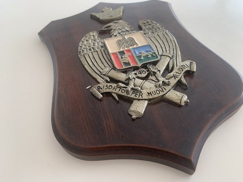 🔴 Militärwappen des 48. Militärregiments: Adler mit Krone, Vintage-Holzschild 