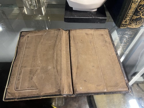 🔴 CREDITO EMILIANO portafoglio, porta documenti pelle con bordi dorati, vintage