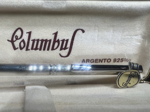 🔴 COLUMBUS penna sfera corpo ARGENTO 925 MASSICCIO con astuccio e garanzia 4