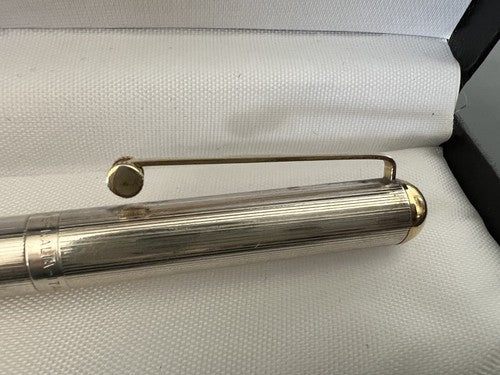 🔴 PARAFERNALIA penna sfera cromata a righe profili dorati scrive vintage