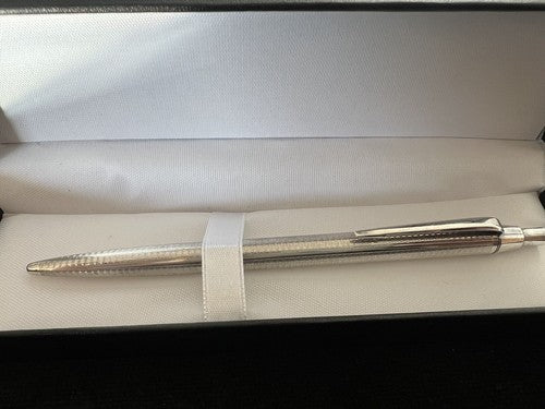 Stylo-Plume Sphère Argent Massif 925 Ciselé Bas-Relief Guillocchè 14 