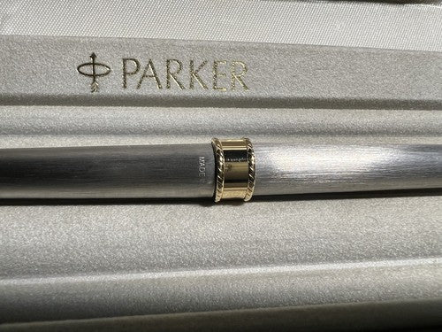 🔴 PARKER penna sfera roller MS Emilio Pucci cromata satinata profili laminati