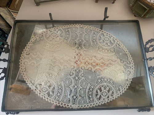 Plateau Dentelle en Forme de Petites Tasses Café Tet A Céramique Transparent