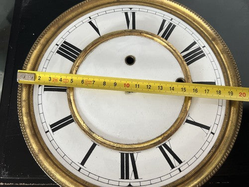 Cadran Horloge Pendule Mur Émaillé Bord Laiton 4 Trous Vintage