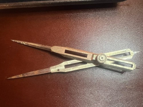 🔴 PRAZISION compasso disegno carteggio marino in metallo con custodia VINTAGE