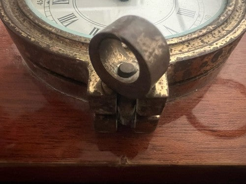 Horloge Murale Mur Bateau Métal Base Bois Nautique Hublot Quartz Vintage 