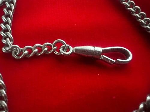 🔴 CATENA orologio tasca cromata con moschettone Lunghezza 29 cm VINTAGE