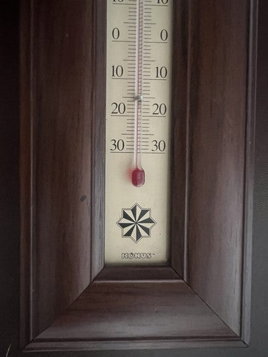 🔴 Mechanisches Holzthermometer ohne Kabel und Batterien mit Glaskolben zur Wandmontage 