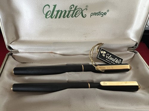 Elmitex Stylo-Plume Stylo à Plume Et Sphère By Montegrappa Laque Noire / Rétro