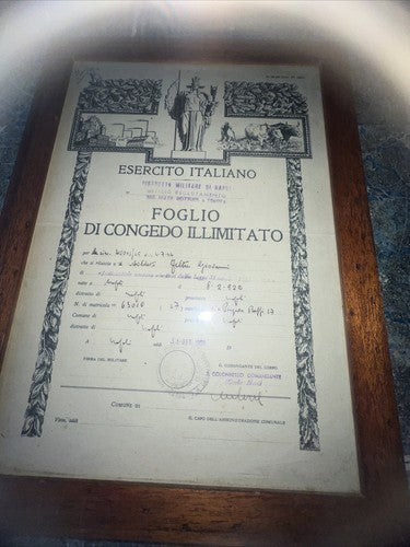 Forces Armées Italien Congé Illimité Avec Tampons Et Signature 1959 Cadre Orig