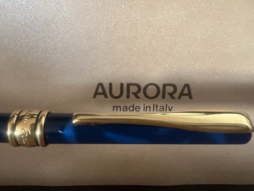 Aurora Stylo-Plume Sphère Magellano Laque Bleu Marbré Profils Doré Vintage I