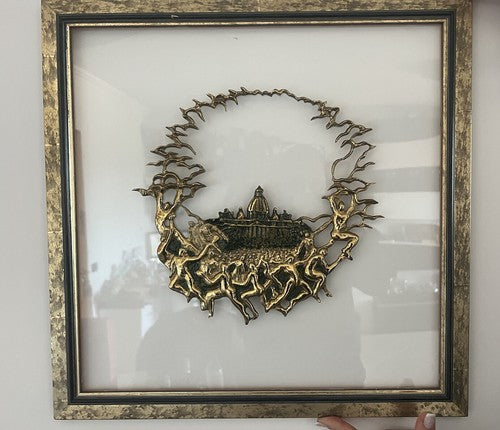 🔴 OTTAVIANI painting BASILICA ST. PETER bas-relief Rome authentic L 45X46 cm 