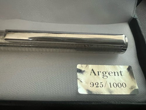 Stylo-Plume Sphère Argent 925 Massif Carreaux Satin Profiles Brillant Vintage 6 