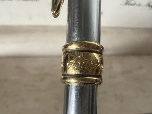Aurora Stylo-Plume Sphère Magellano Chrome Profils Doré Publicité Boîte A 